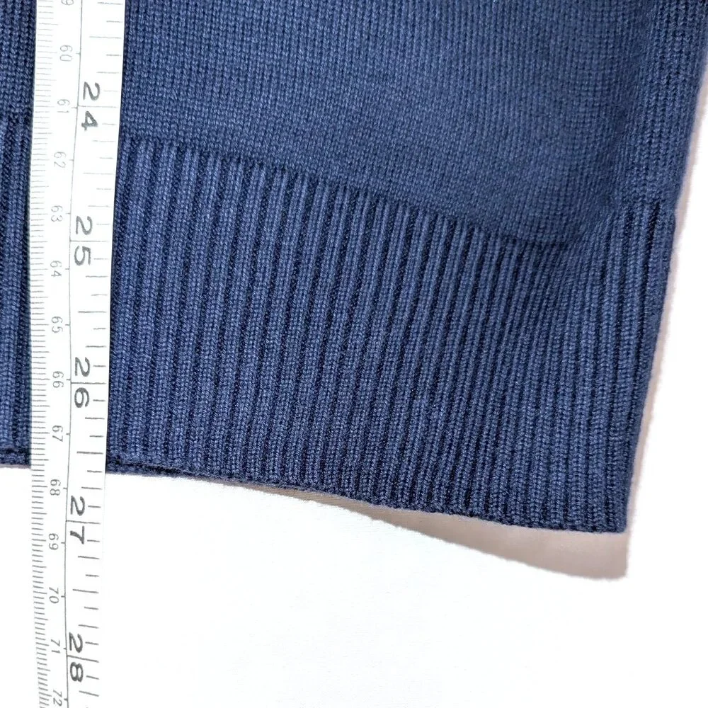 Lands’ End Men’s	| Supima Cotton V-Neck Sweater Navy Blue | Size Large